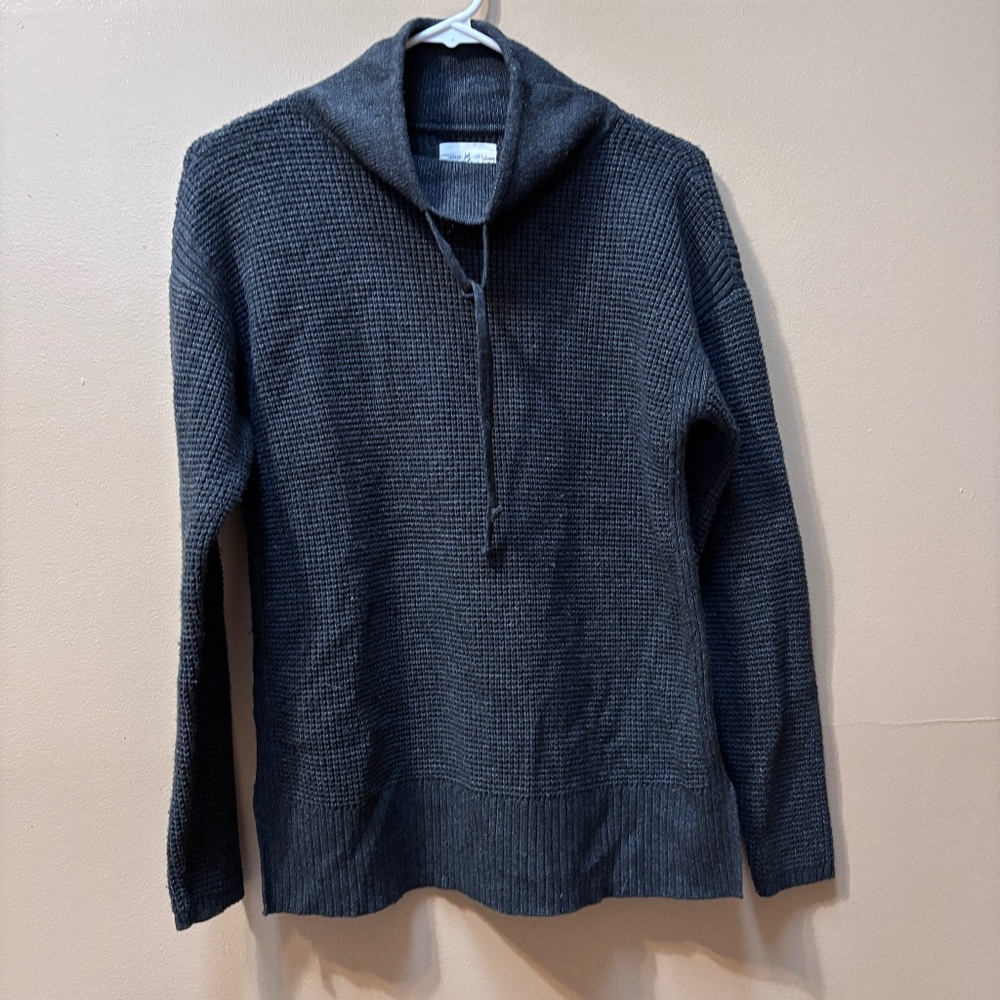Lou and Gray Long Sleeve, Cowl Drawstring Gray Sweater Size S